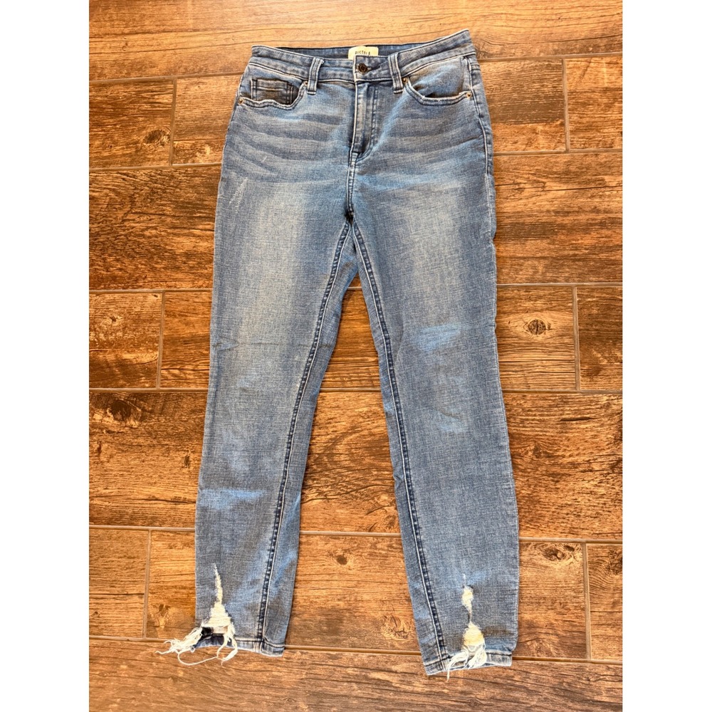 Pistola Women Blue Distressed Raw Hem High Rise Skinny Jeans 27